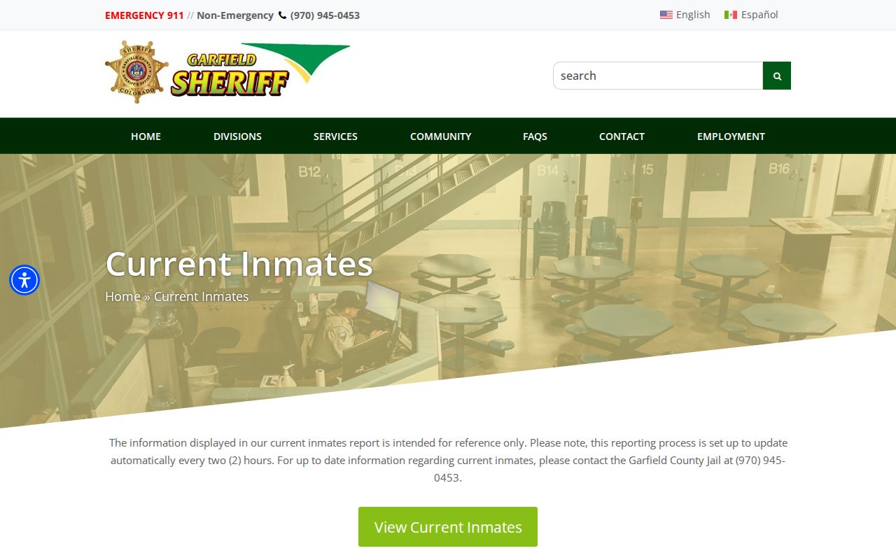 Garfield County jail roster current inmate record page