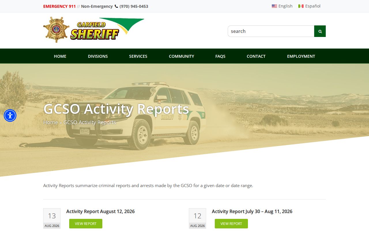 Garfield County recent sheriff arrest activity report archive